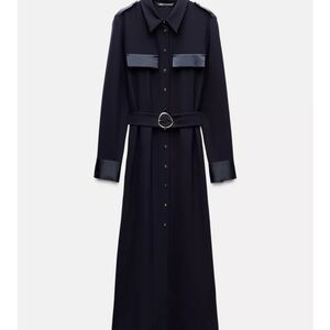 Black Long Sleeve Belted Dress